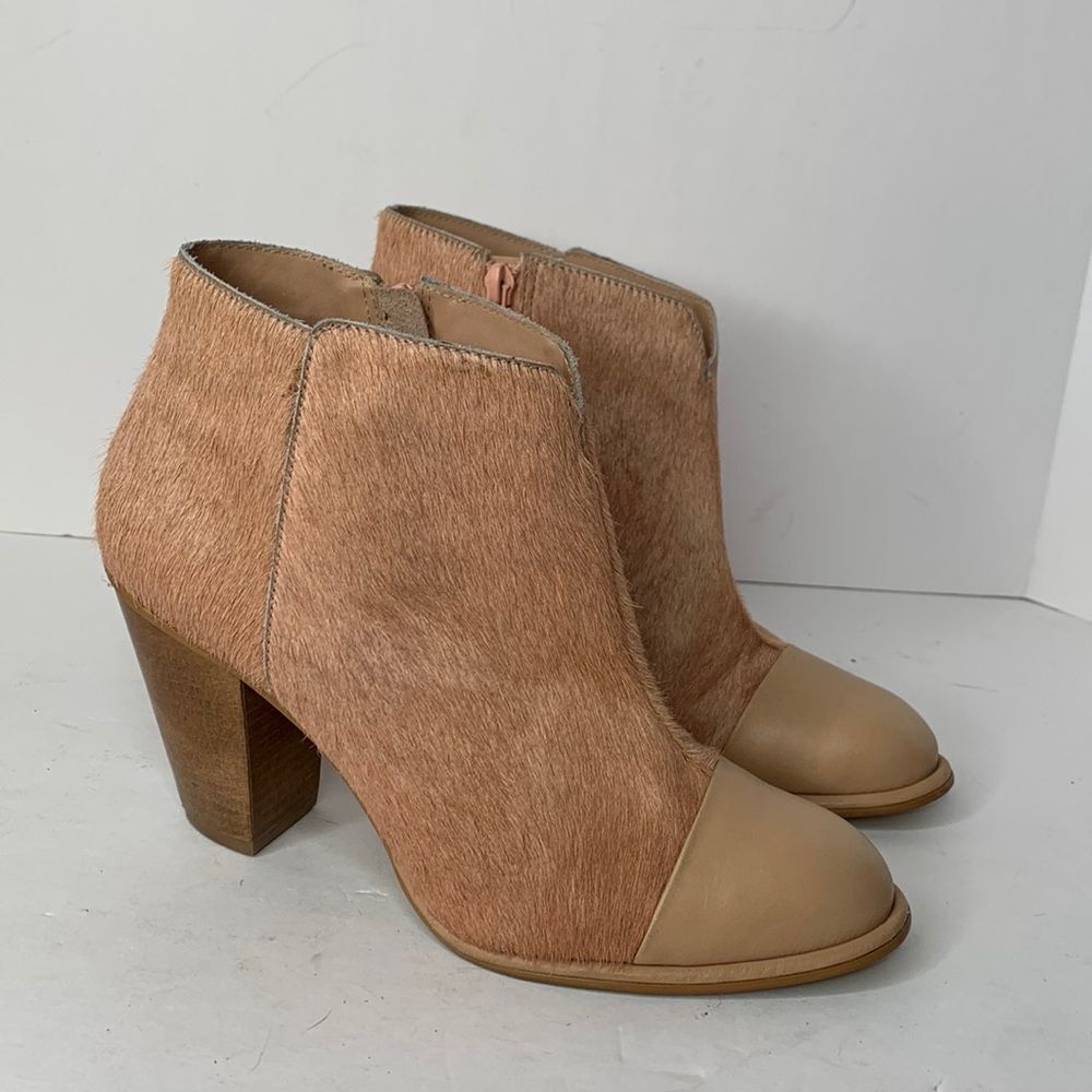 Klub Nico Anthropologie blush calf hair leather ankle booties